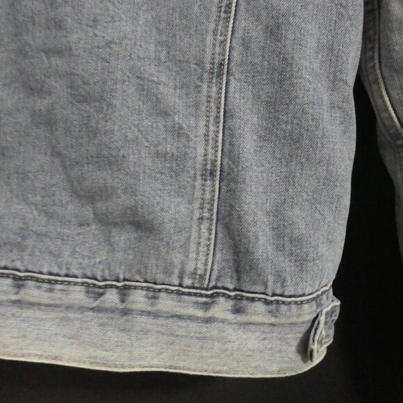 LUCKY BRAND | small | Distressed Jean Denim Sherpa Jacket | Snap Button Closure - Picture 15 of 16